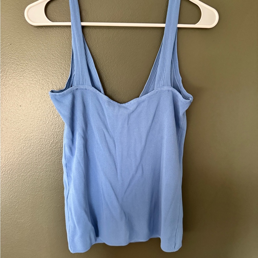 Zara Light Blue Ribbed Tank Top - Picture 3 of 4